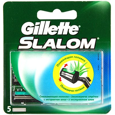 

Сменные кассеты Gillette Slalom со смазывающей полоской (5шт), Сменные кассеты Slalom со смазывающей полоской 5шт