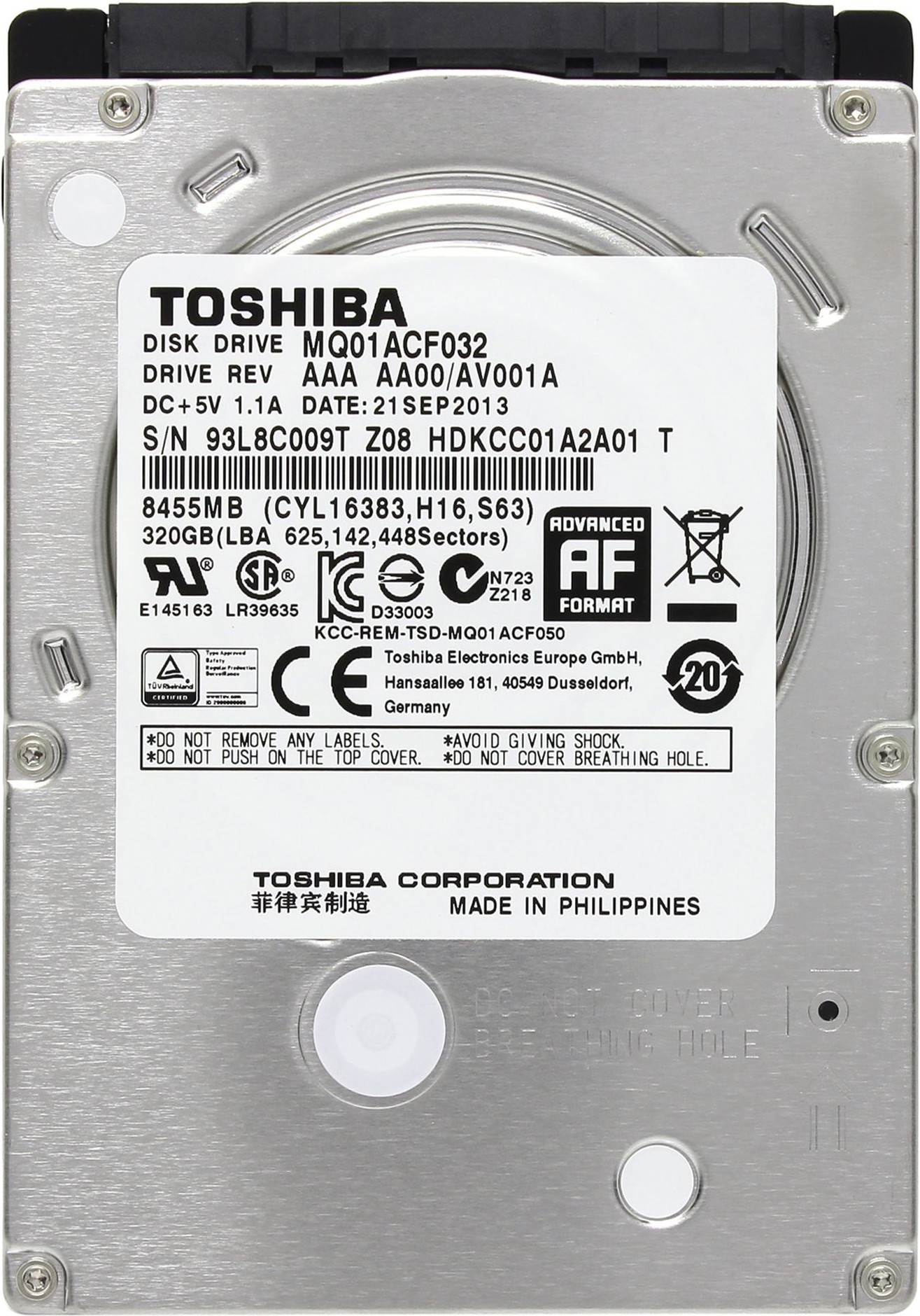 

Жёсткий диск Toshiba 320GB MQ01ACF032