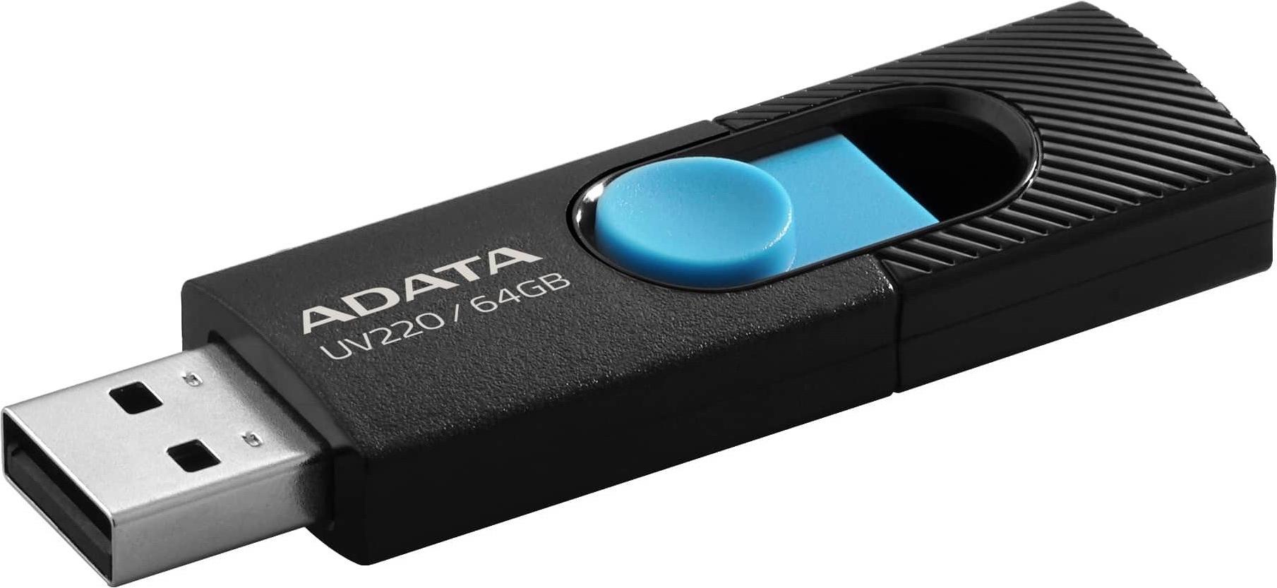 

USB Flash A-Data UV220 32GB (черный/голубой), DashDrive UV220 32GB