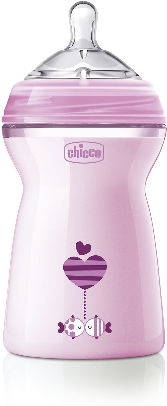 

Бутылочка CHICCO Nursery Natural Feeling 330 мл с силиконовой соской с флексорами розовый (00081335100000)