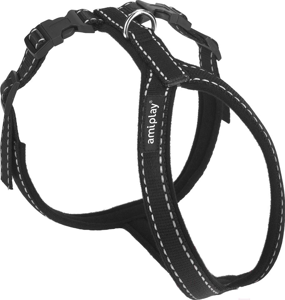 

Шлея для собаки Ami Play Grand Soft Reflective M max черный, Grand Soft Reflective M max