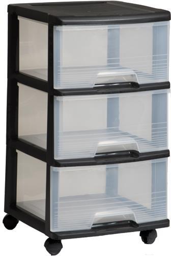 

Комод Curver Drawer System 3X20L прозрачный/черный [06772-146-11], Drawer System 3X20L