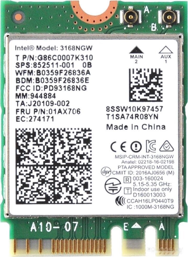 

Wi-Fi/Bluetooth адаптер Intel 3168NGW, WI-FI модуль Intel 3168NGW