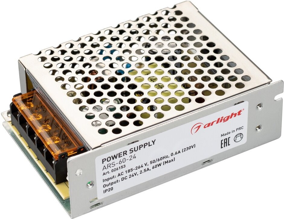 

Arlight Блок питания ARS-60-24 (24V, 2.5A, 60W) [026153], Блок питания Arlight Блок питания ARS-60-24 (24V, 2.5A, 60W) 026153