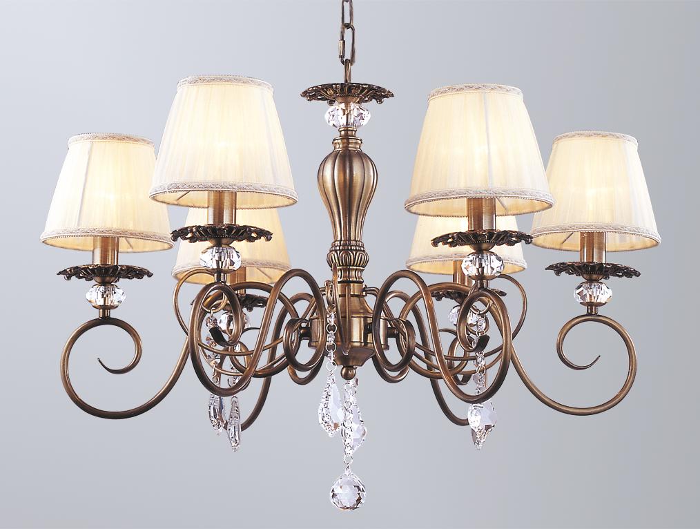 

Подвесная люстра NEWPORT D70*H48/148 cm E14 6*60W Antique bronze Clear crystal Shade beige [2106/C], Подвесная люстра NEWPORT D70*H48/148 cm E14 6*60W 2106/C Antique bronze Clear crystal Shade beige