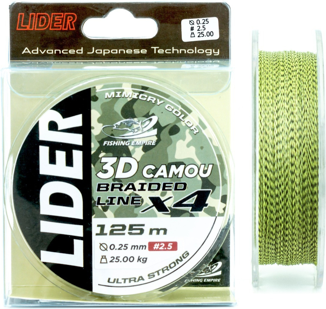 

Леска плетеная Lider 3D Camou x4 125 м 0,25 мм (3DC-025)