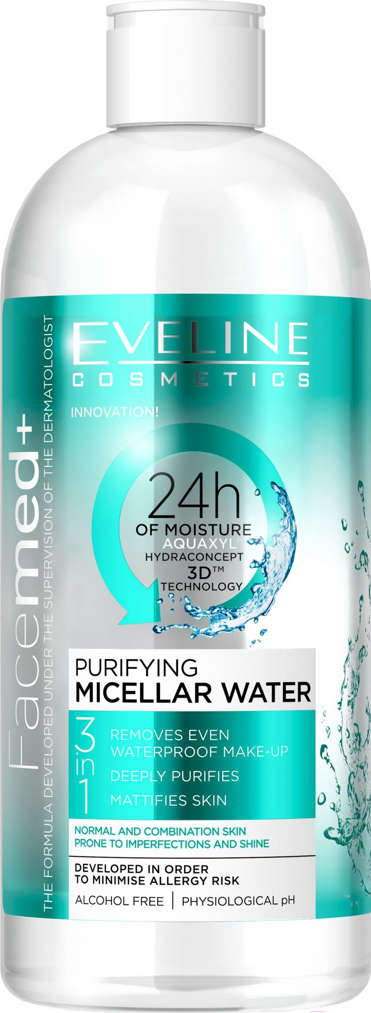 

Мицеллярная вода Eveline Cosmetics Facemed+ очищающая 3 в 1 (400мл), Facemed+ очищающая 3 в 1 400мл