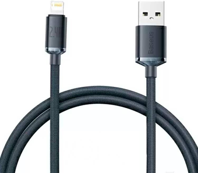 

Кабель Baseus CAJY000001 Black 1.2м, Baseus Crystal Shine Series Fast Charging Data Cable USB to iP 2.4A 1.2m Black (CAJY000001) / Кабель Baseus CAJY000001 Crystal Shine Series Fast Charging Data Cable USB to iP 2.4A 1.2m Black