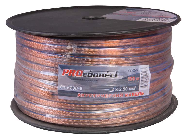 

Кабель Proconnect 2х2.50 мм2 BLUELINE 100 м акустический прозрачный [01-6208-6], 2х2.50 мм2 BLUELINE 100 м акустический