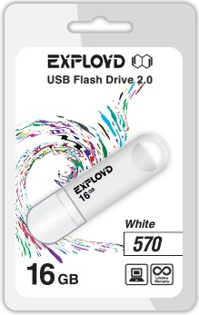 

Usb flash Exployd 570 16Gb белый, 570 16Gb