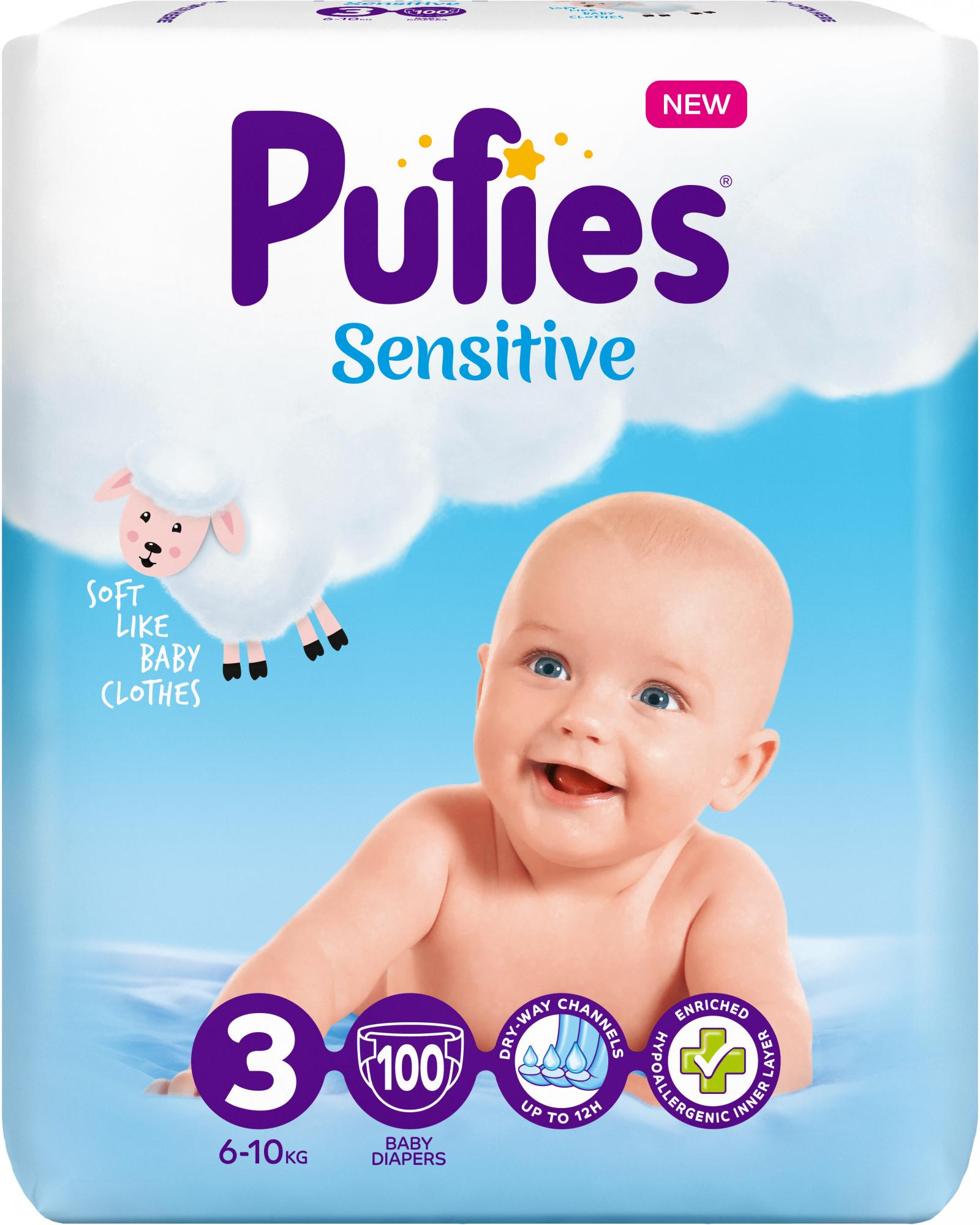 

Детские подгузники Pufies Sensitive Midi 6-10кг (100шт)