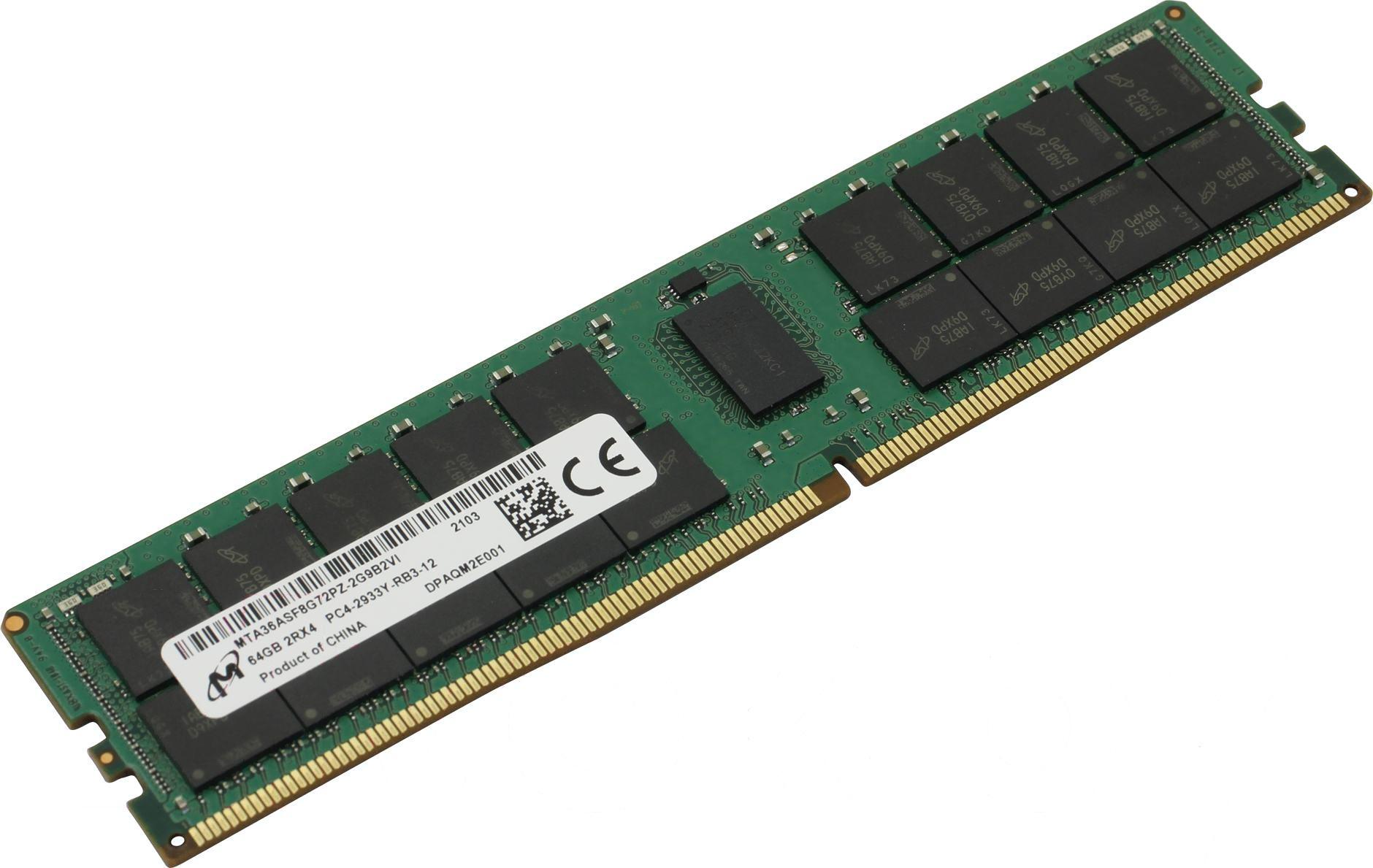 

Оперативная память Crucial Micron 64GB DDR4 2933 MT/s ECC Registered DIMM [MTA36ASF8G72PZ-2G9B2], Оперативная память Micron 64GB DDR4 PC4-23400 (MTA36ASF8G72PZ-2G9B2)