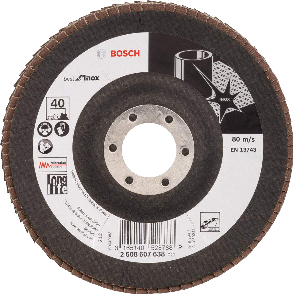 

Круг лепестковый Bosch 125мм K40 Inox 2608607638, Шлифовальный круг Bosch 125мм K40 Best for Inox 2.608.607.638
