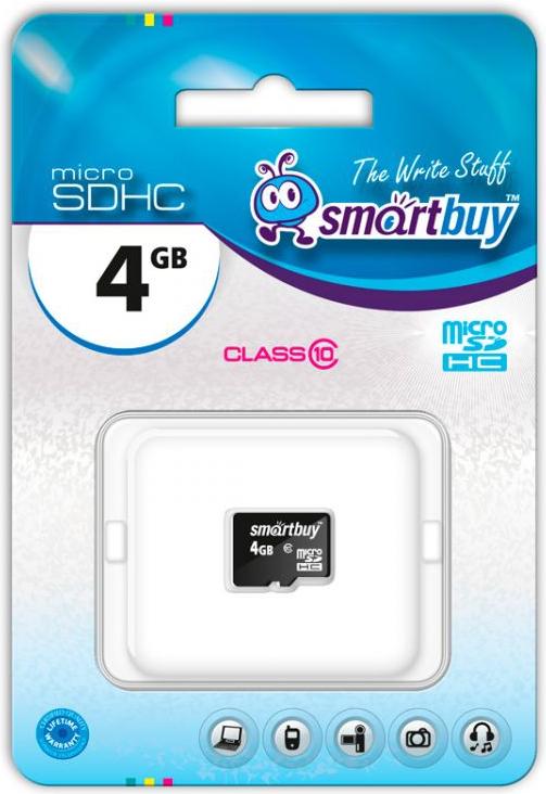 

Карта памяти SmartBuy Micro SDHC 4GB Сlass 10 без адаптеров [SB4GBSDCL10-00], Micro SDHC 4GB Сlass 10 без адаптеров