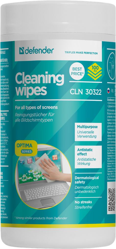 

Салфетки Defender CLN 30322 Optima Series 100pcs, Средство для ухода за электроникой Defender CLN 30322 Optima Series 100pcs