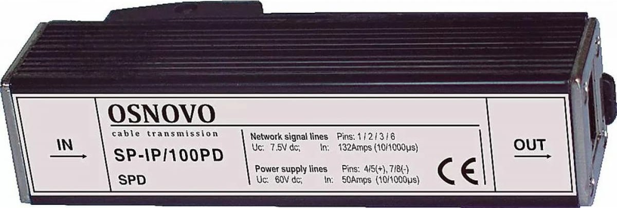 

Сетевое комплектующее Osnovo SP-IP/100PD, Грозозащита Osnovo SP-IP/100PD