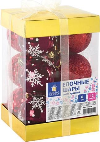 

Елочная игрушка Золотая сказка Набор шаров 6cm 12шт Red [591108], Набор шаров 6cm 12шт