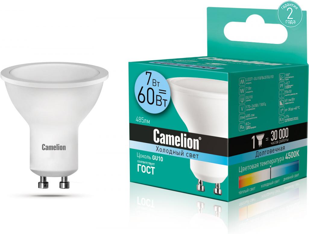 

Светодиодная лампа Camelion GU10 7 Вт 4500 К [11655], GU10 7 Вт 4500 К
