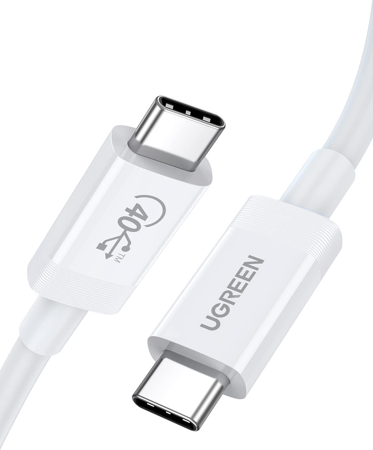 

Кабель UGREEN US506-40113; USB4 Gen3; для передачи данных + зарядки + аудио и видео; 40 Гбит/с; 8K@60Hz; PD 100W; 0,8m; White