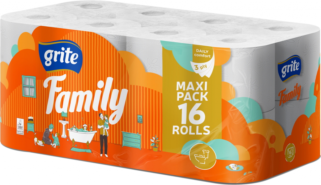 

Туалетная бумага Grite Family Deco (16рул), Туалетная бумага Grite Family Deco 16рул