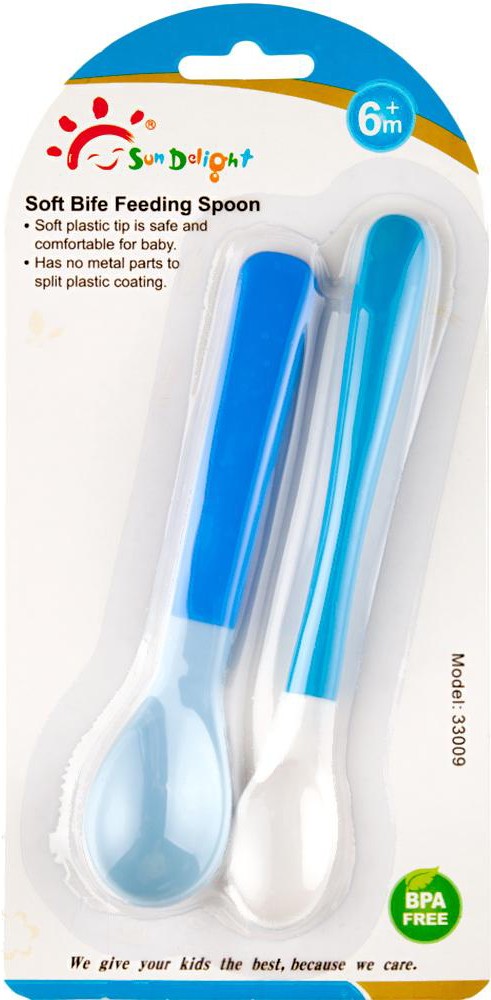 

Ложка для кормления Sun Delight 33009 силиконовая с мягким окончанием 2шт синий/красный
