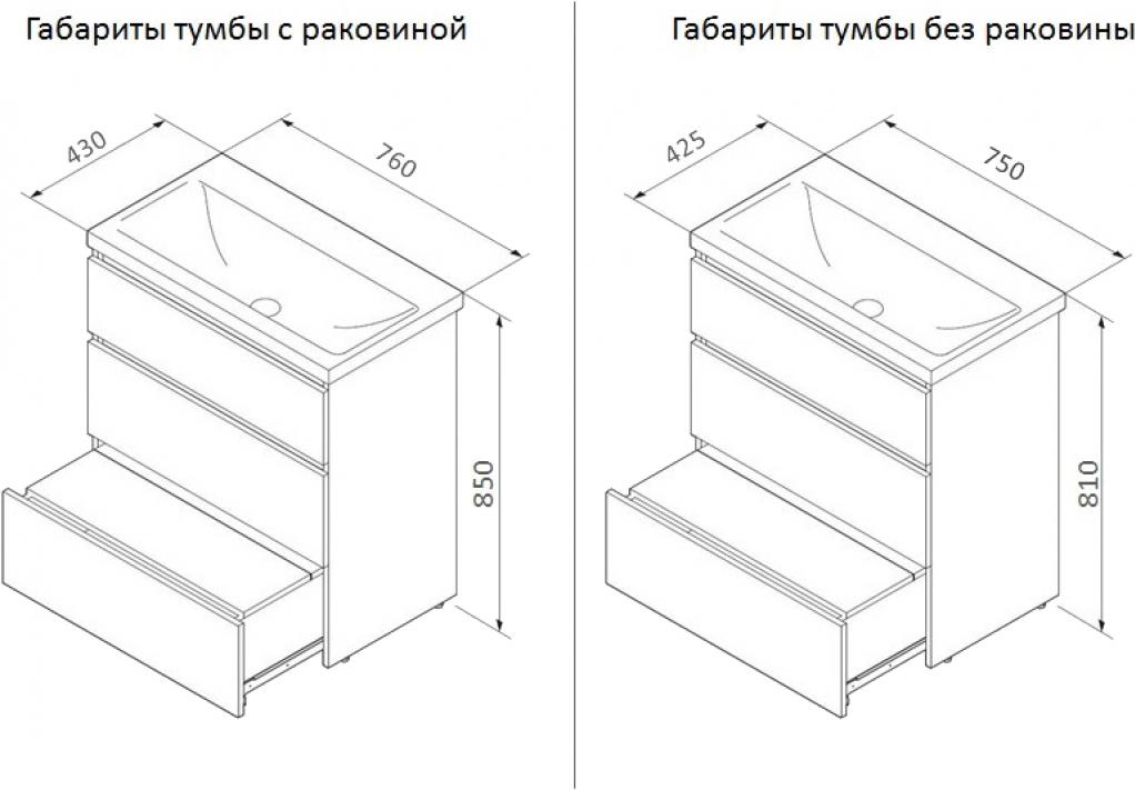 

Тумба под умывальник AM.PM Gem [M91FSX0752WG], Тумба под умывальник Am.Pm Gem M91FSX0752WG