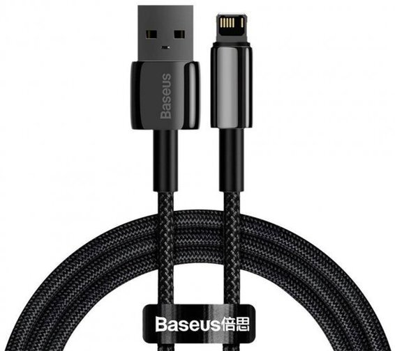 

Кабель Baseus CALWJ-01 Tungsten Gold Fast Charging Data Cable USB to Lightning 2.4A 1m Black, Кабель Baseus CALWJ-01 Tungsten Gold Fast Charging Data Cable USB to Lightning 2.4A 1m Black (Baseus Tungsten Gold Fast Charging Data Cable USB to iP 2.4A 1m Bla