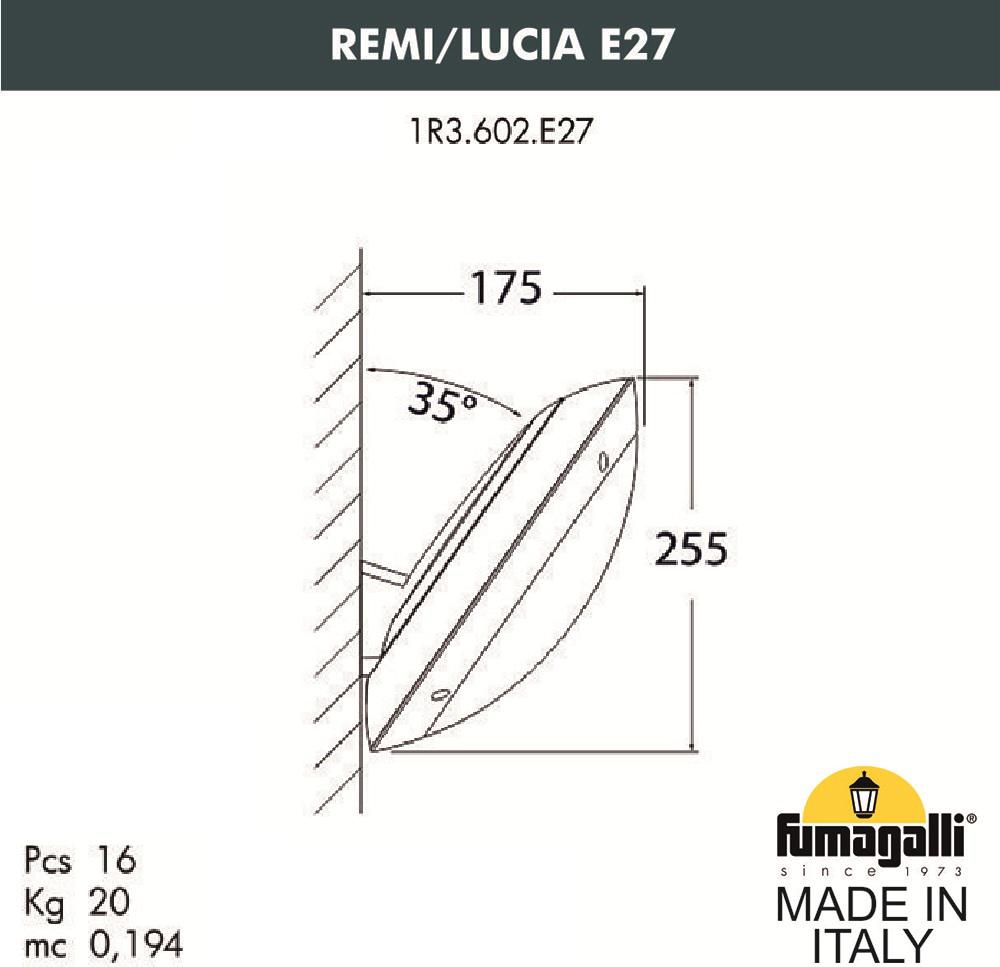 

Уличный настенный светильник Fumagalli 1R3.602.000.LYE27
