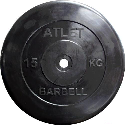 

Диск для штанги MB Barbell d26 мм 15 кг черный, d26мм 15кг