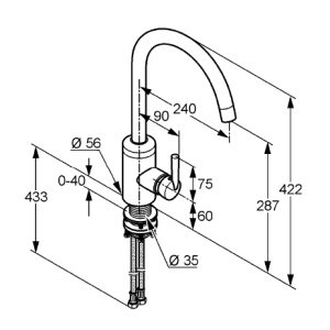 

Смеситель Kludi Steel матовая сталь [38850F660], Steel