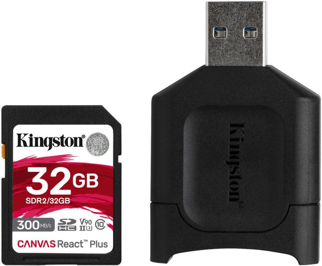 

Карта памяти Kingston SDXC Canvas React Plus 32 Гб UHS-II Class U3 V90 [MLPR2/32GB], SDXC Canvas React Plus 32 Гб UHS-II Class U3 V90