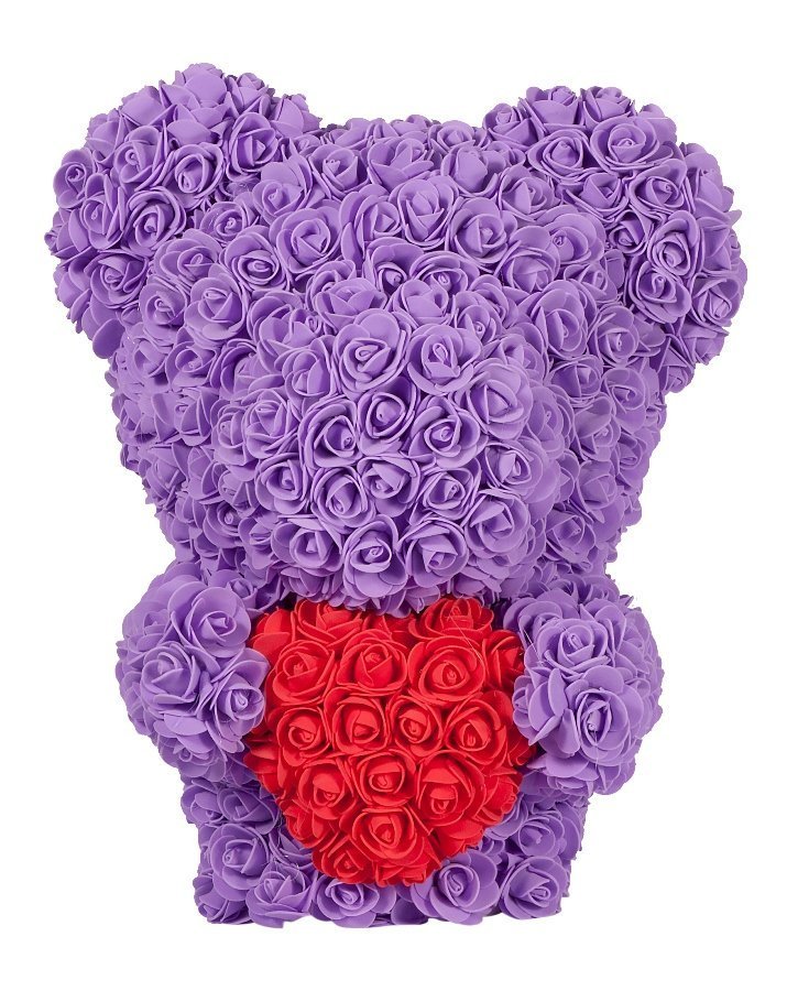 

Сувенир Teddy Rose Bear 8028 Медведь из цветов стоящий с сердцем 40см Violet, 8028 Медведь из цветов стоящий с сердцем 40см