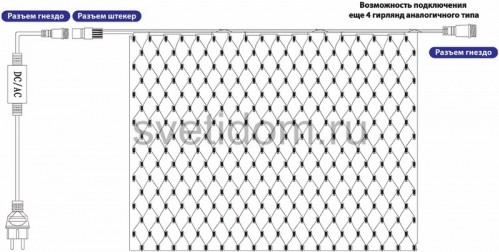 

Гирлянда - сеть Чейзинг LED 2*4м (560 диодов), КАУЧУК, БЕЛЫЕ диоды