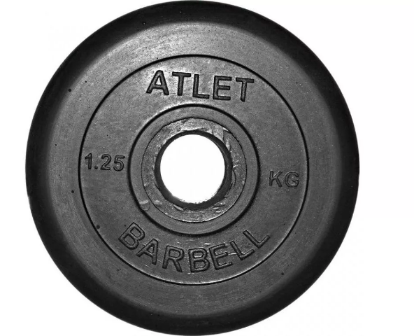 

Диск для штанги MB Barbell ATLET d-31 1.25 кг черный, ATLET d-31 1.25кг