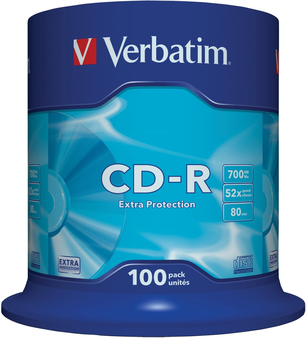 

Оптический диск Verbatim CD-R 700Mb 52x 100 шт Cake Box [43411], Диск CD-R Verbatim 700MB 52x DataLife Cake Box (43411)