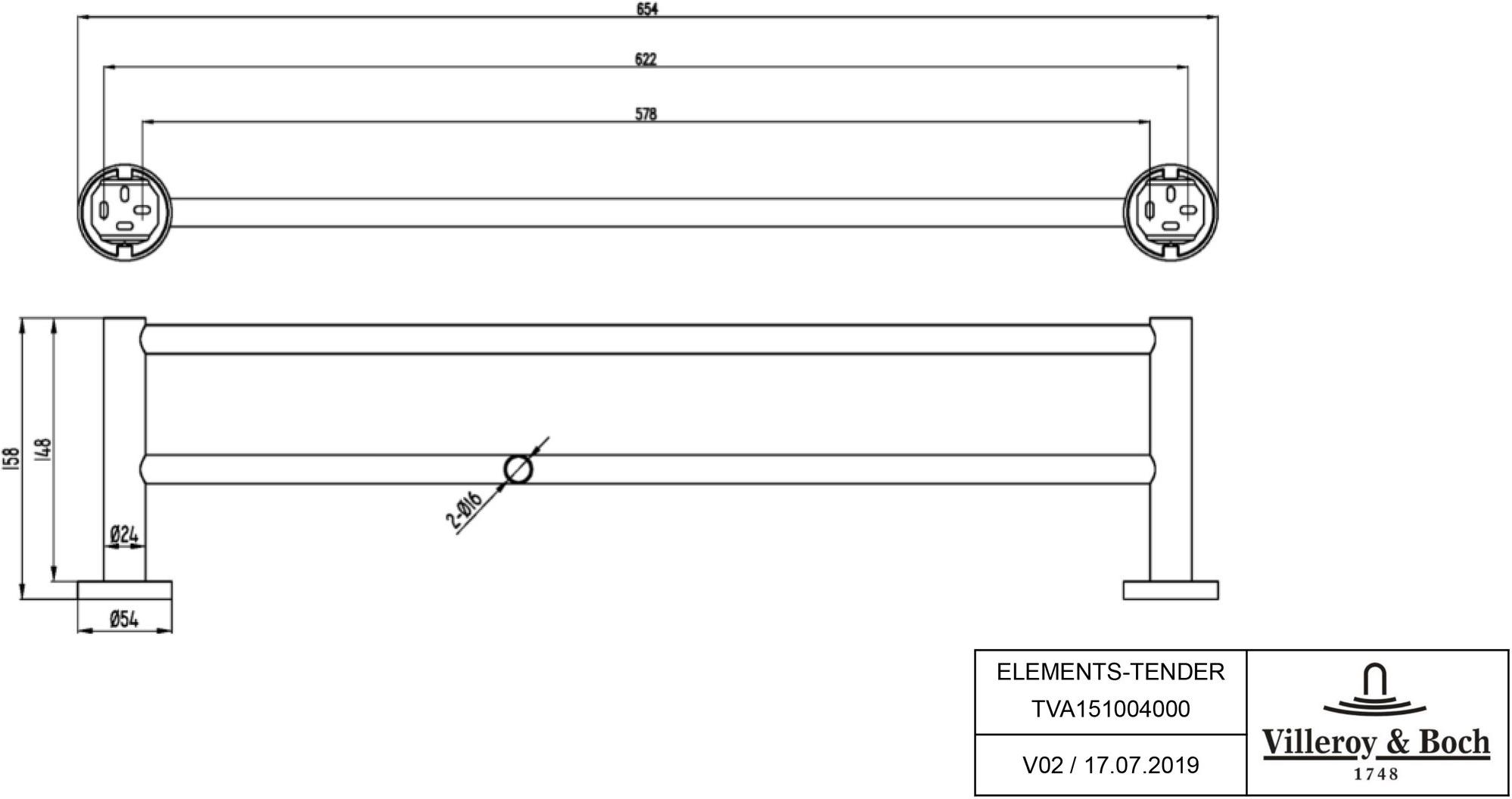 

Держатель полотенца Villeroy amp; Boch Elements [TVA15100400061], Elements