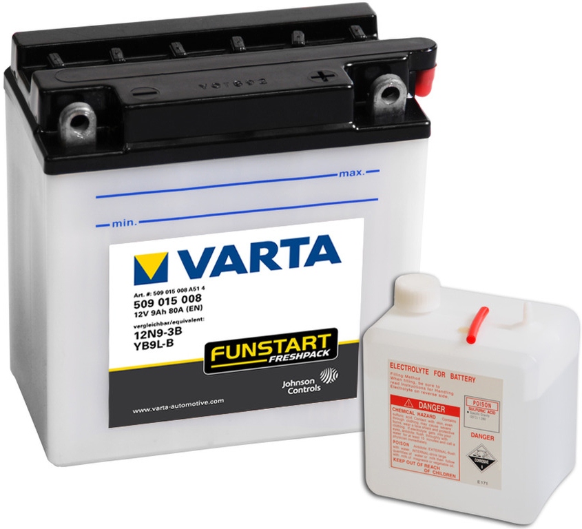 

Аккумулятор Varta Funstart Freshpack 12N9-3B YB9L-B 9 А/ч [509015008], Funstart Freshpack 12N9-3B YB9L-B 9 А/ч