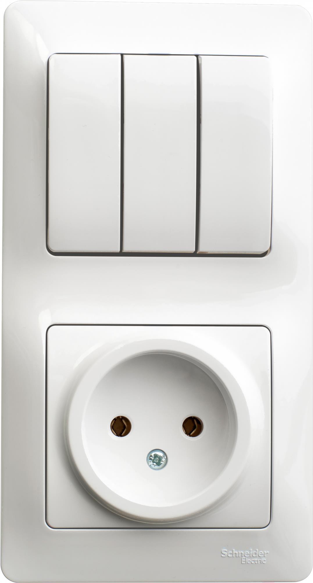 

Розетка Schneider Electric Блок выключатель+розетка Glossa GSL000176