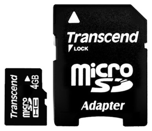 

Карта памяти Transcend microSDHC (Class 4) 4GB + адаптер (TS4GUSDHC4), microSDHC (Class 4) 4GB + адаптер