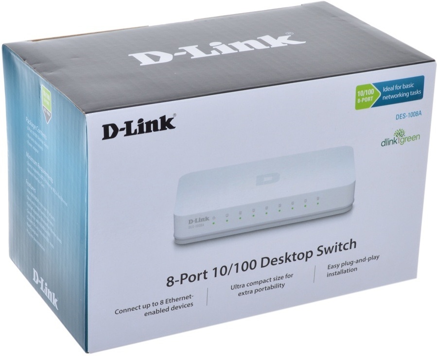 

Сетевое оборудование D-Link DES-1008D/(K2A/K3A)RU/J1A/J2A/L2A/L2B Неуправляемый с 8 портами 10/100Base-TX