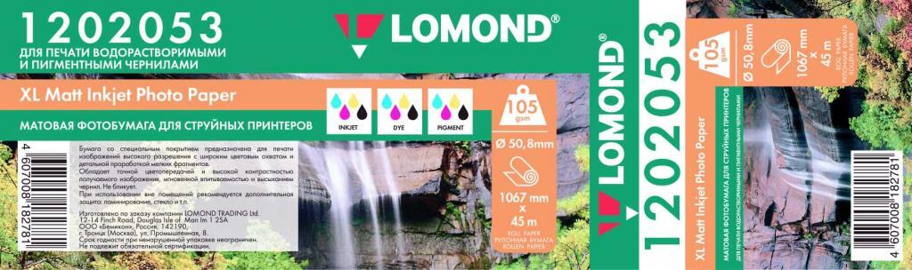 

Фотобумага Lomond XL Matt Paper 1067 мм х 50.8 м 105 г/м2 (1202053), Фотобумага Lomond XL Matt Paper 1067 мм х 50.8 м 105 г/м2 1202053
