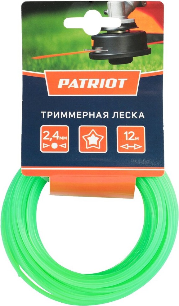 

Леска для триммера Patriot D 2,4 мм L 12 м 240-12-3 зеленый