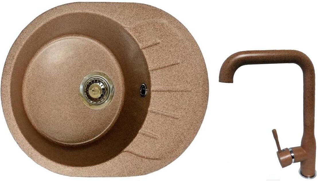 

Кухонная мойка Gerhans A03 + смеситель HU01K4698-23 терракот