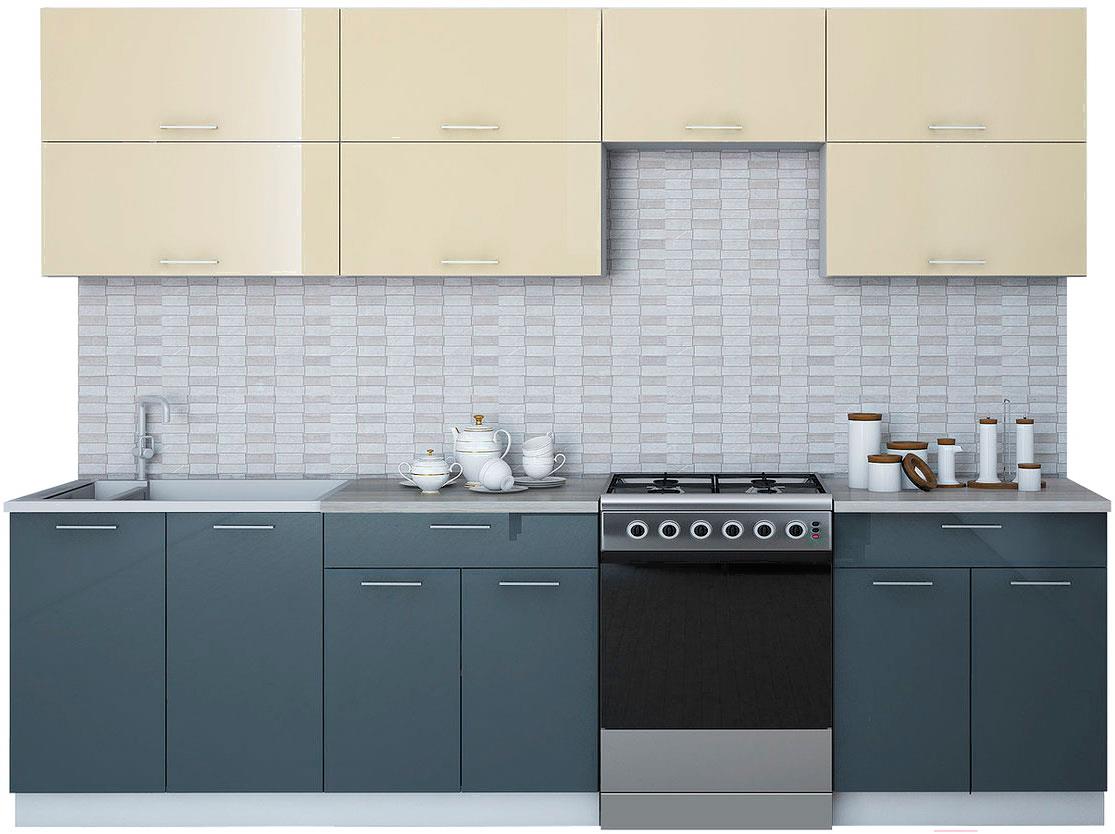 

Готовая кухня Интерлиния Мила Gloss 60-28 (ваниль/асфальт), Мила Gloss 60-28