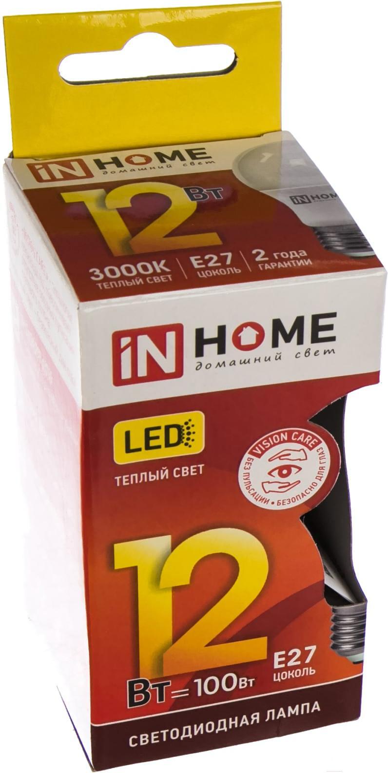 

Светодиодная лампа In Home LED-A60-VC E27 12W 3000К 230V 1080Lm [4690612020235], Светодиодная лампочка In Home LED-A60-VC E27 12W 3000К 230V 1080Lm 4690612020235