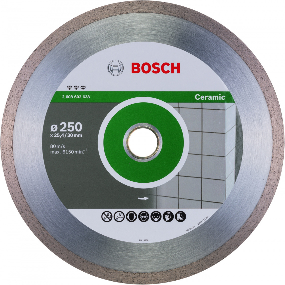 

Алмазный диск Bosch 2.608.602.638, Алмазный диск Bosch 250-30/25.4 Best for Ceramic 2.608.602.638