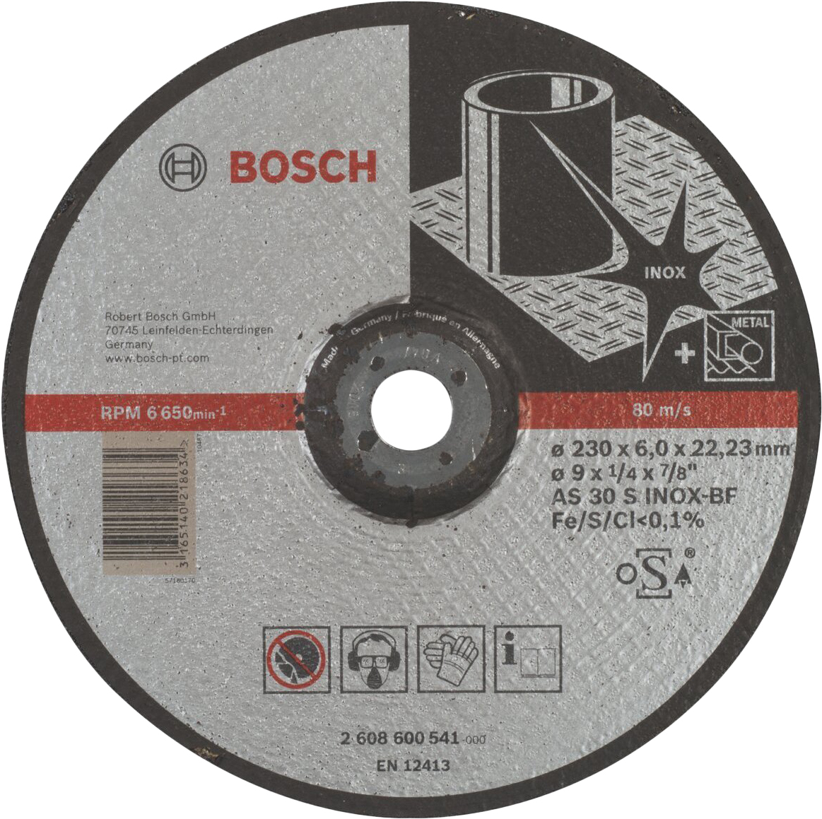 

Обдирочный круг Bosch 2.608.600.541, Обдирочный круг Bosch 230*6.0 мм Inox 2.608.600.541
