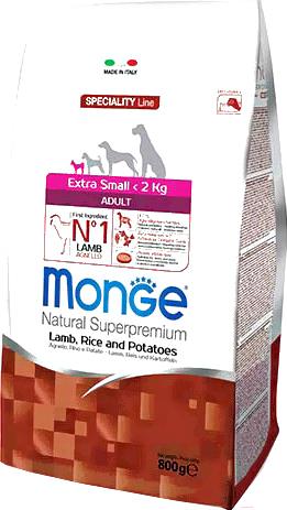 

Корм для собак Monge Speciality Extra Small Adult Lamb,RicePotato 0.8 кг, Speciality Extra Small Adult Lamb,RicePotato 0.8 кг