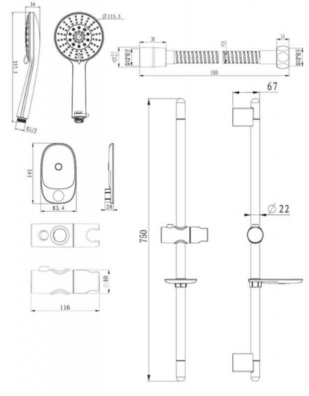 

Душевой гарнитур Bravat Line D152CP-2A-RUS, Line D152CP-2A-RUS