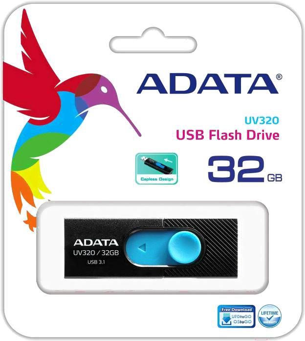 

Usb flash A-Data DashDrive UV320 32GB Black/Blue, DashDrive UV320 32GB